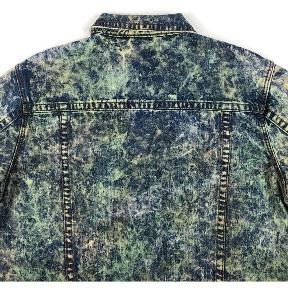 Makobi Acid Wash Mint Distressed Denim Jean Jacket - Picture 8 of 9